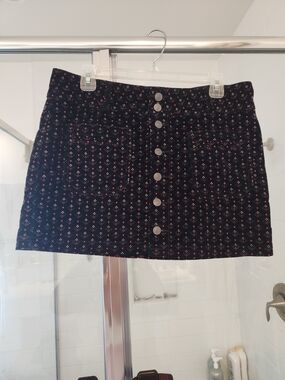We The Free Black Mini Skirt with Corduroy Accent Pattern